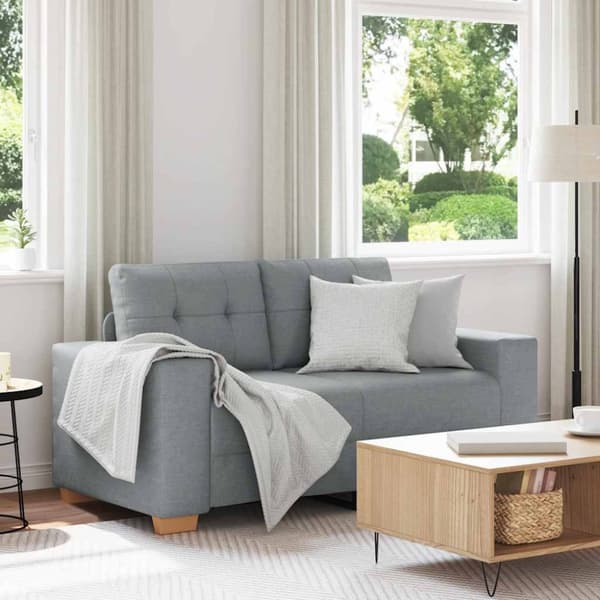 Loveseat soffa ljusgrå 160x77x82 cm tyg