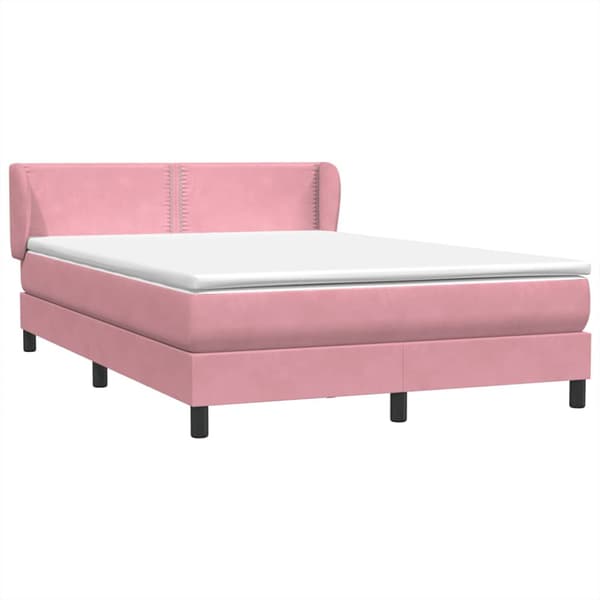 Ramsäng med madrass rosa 160x220 cm sammet