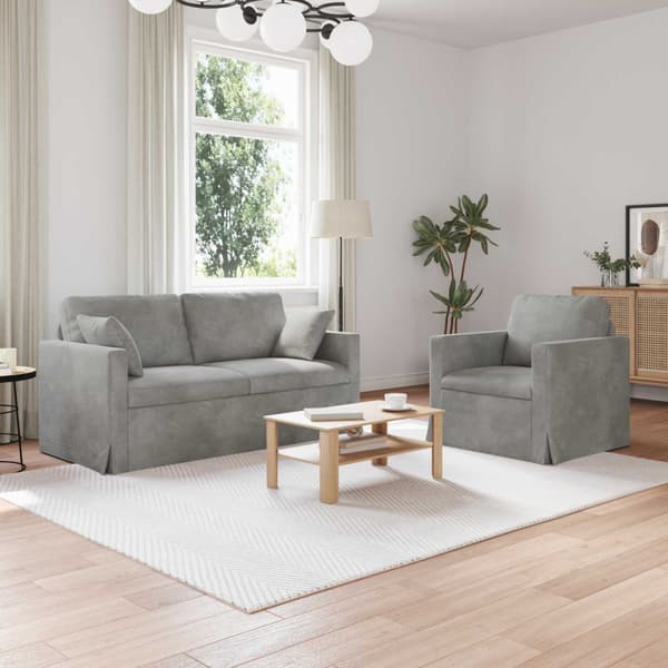 Soffset 2 pcs Ljusgrå 158 x 78 x 80 cm Sammet