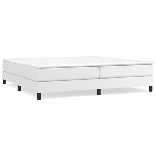 Ramsäng med madrass vit 200x200 cm konstläder