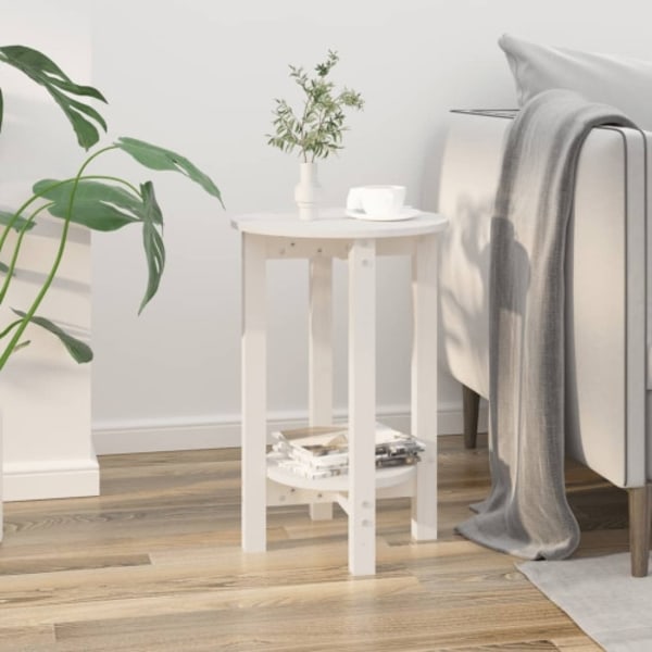 Soffbord vit Ø 40x60 cm massiv furu