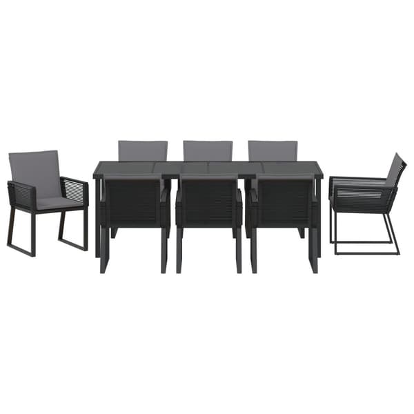 Trädgårdsmöbelset 9 pcs Svart Pulverlackerat stål