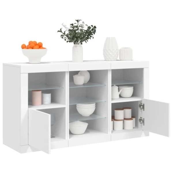 Skänk med LED-belysning vit 123x37x67 cm