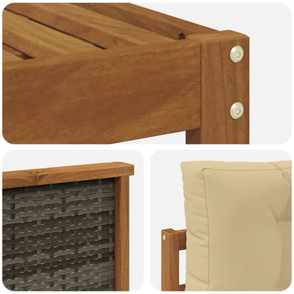 Utomhussoffset med kudde 5 pcs Naturlig och Beige