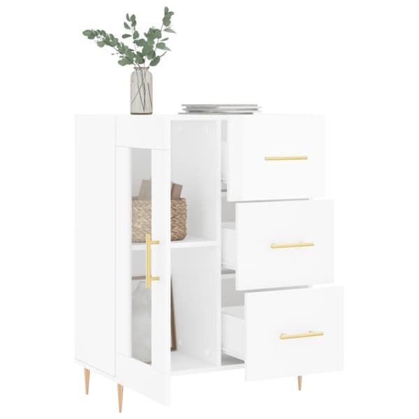 Skänk vit högglans 69,5x34x90 cm konstruerat trä