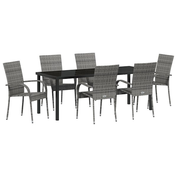 Trädgårdsmöbelset 7 pcs Grå Pulverlackerat stål