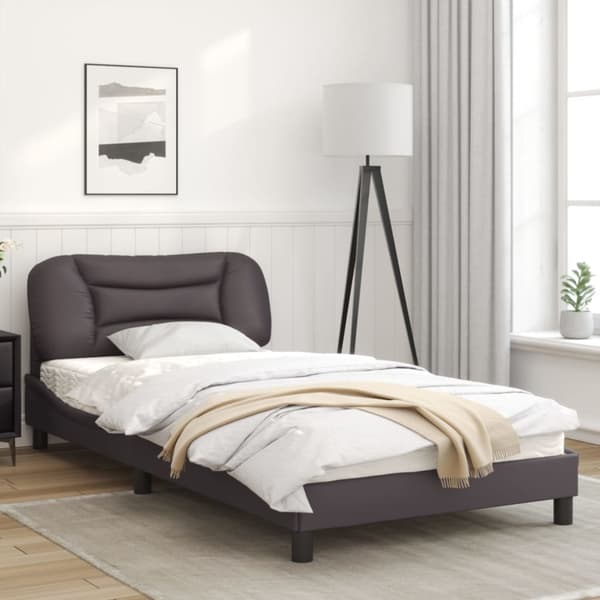 Bed Frame with LED without Mattress "Hvar" Grey 100x200 cm