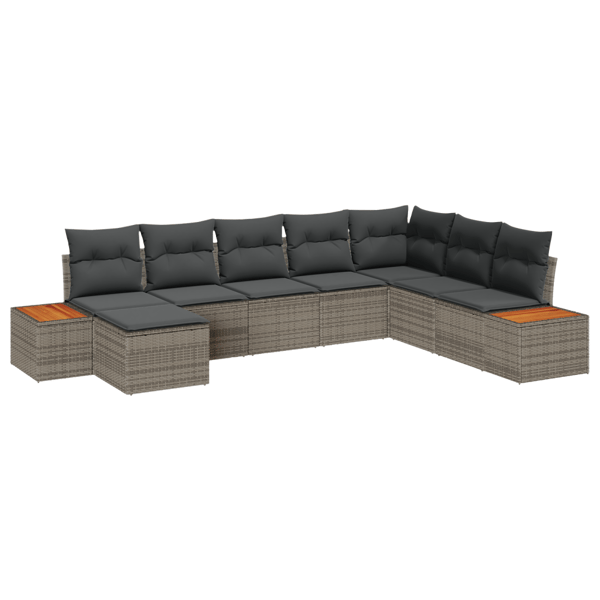 Trädgårdsoffset med kudde med lagring 9 pcs Grå Polyrattan