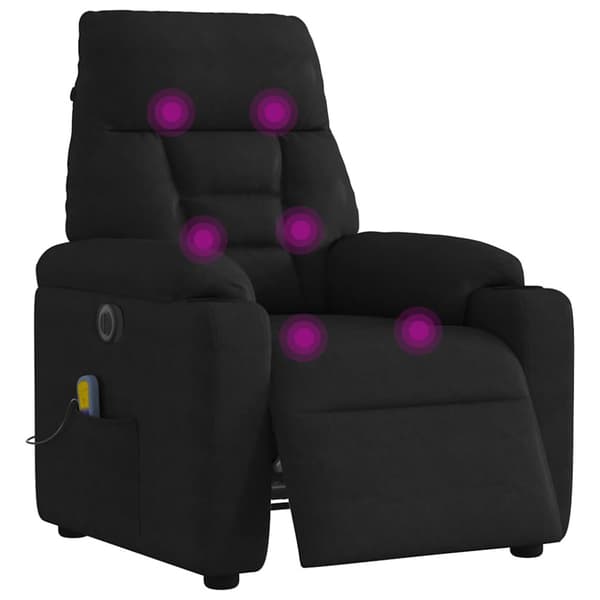 Elektrisk massagefåtölj svart mikrofibertyg