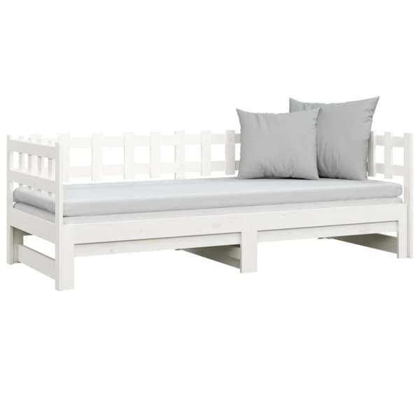 Utdragbar dagbädd vit 2x(90x200) cm massiv furu