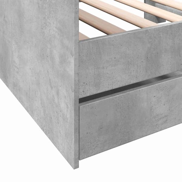 Sängram med förvaring Betonggrå 80 x 200 cm Konstruerat trä