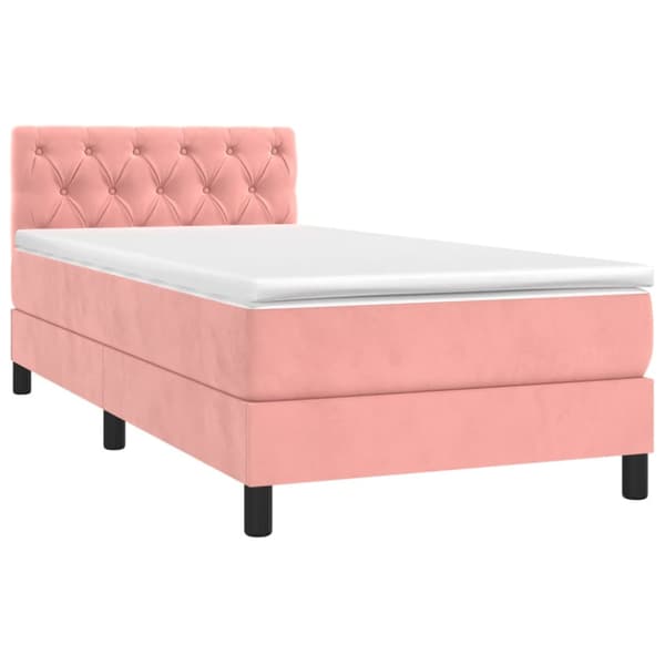Ramsäng med madrass & LED rosa 80x200 cm sammet