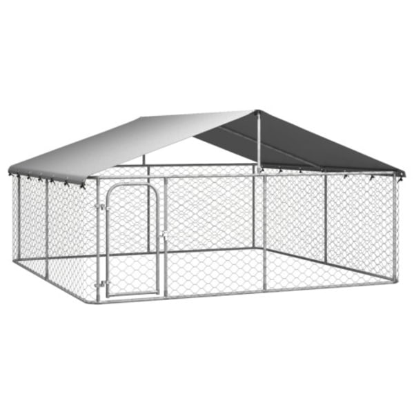 Hundgård för utomhusbruk med tak 300x300x150 cm