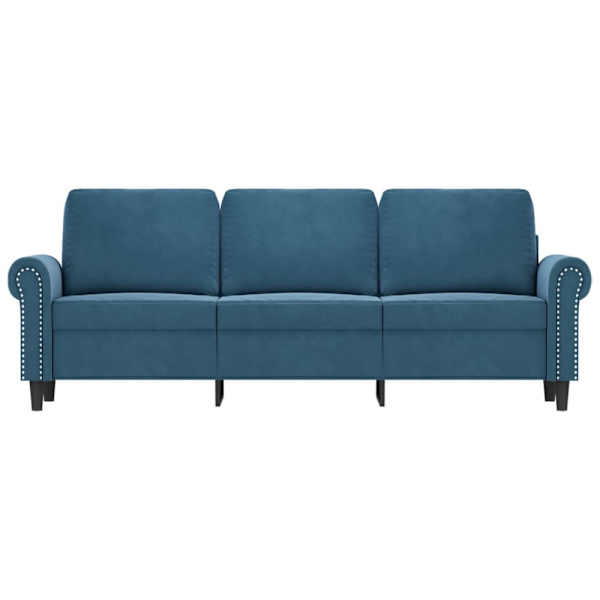 3-sitssoffa blå 180 cm sammet