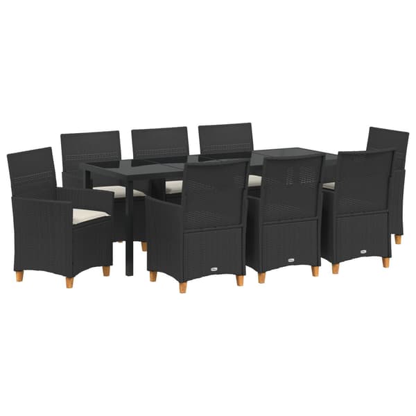 Trädgårdsmöbelset 9 pcs Svart konstrotting