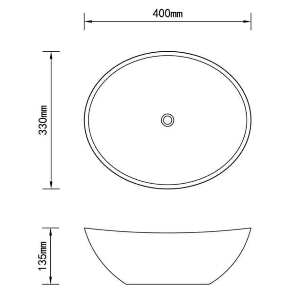 Handfat ovalt 40 x 33 cm keramisk vit