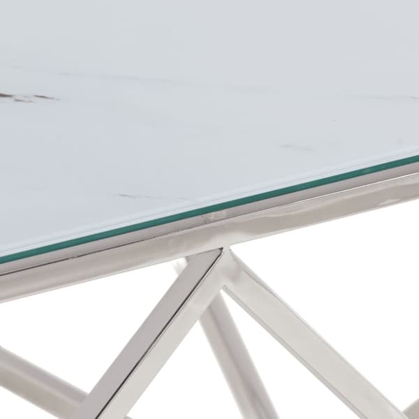 Soffbord silver rostfritt stål och härdat glas