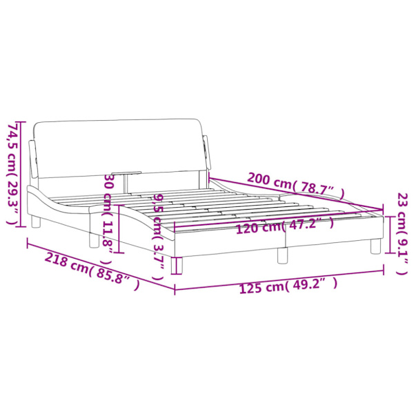 Bed Frame with Headboard "Dover" Blue 120x200 cm Fabric