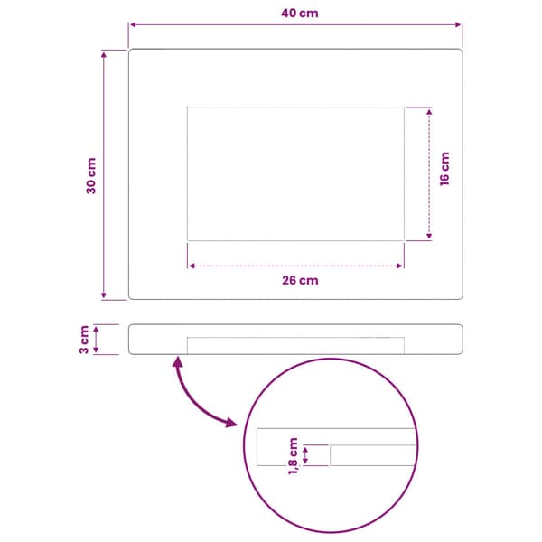 Rektangulärt Bordsskiva 90 x 50 x 3,5 cm Rektangulär Vit