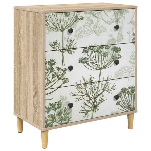 Kommode GOTHA Grön trädtryck 66 x 36,5 x 75 cm Konstruerat trä