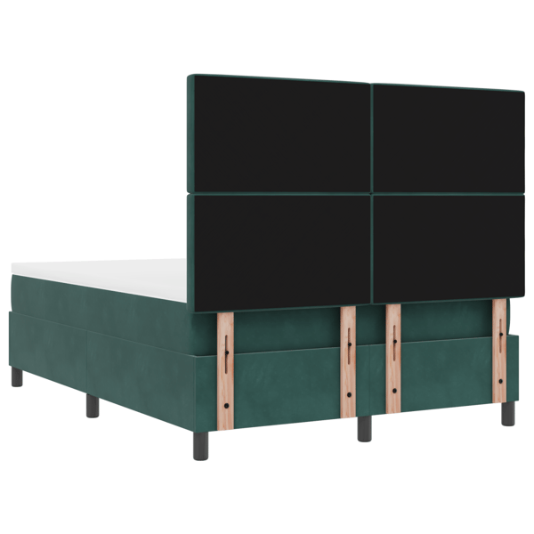 LED Box Säng med madrass Mörkgrön 140 x 200 cm Sammet