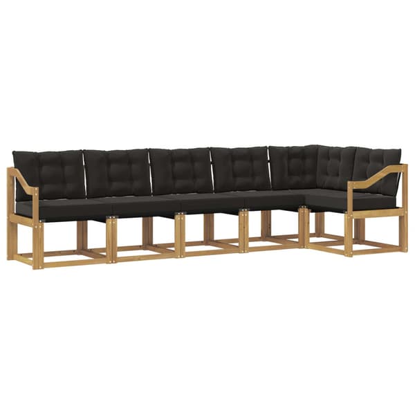 Utomhussoffset med kudde 6 pcs Vit och svart