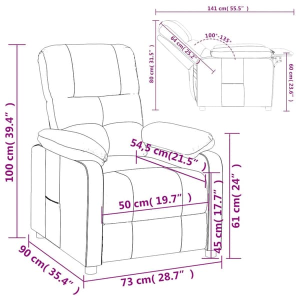 Reclinerfåtölj brun tyg