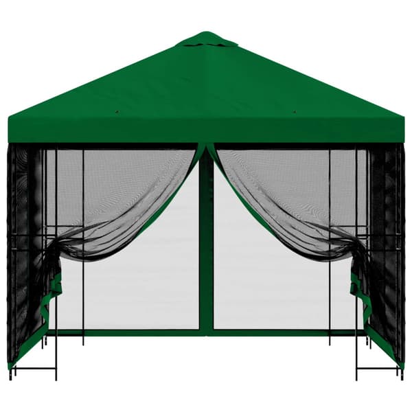 Trädgårdsgazebo med sidoväggar 3 x 3 m Grön Polyester och Stål