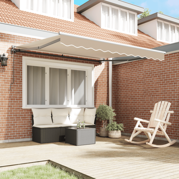 Markisram Beige 350 x 250 cm Polyester med PU-beläggning