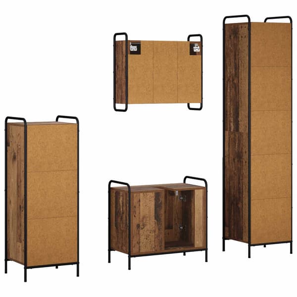Badrumsskåpsset 4 st Gammalt trä 40 x 36 x 181 cm