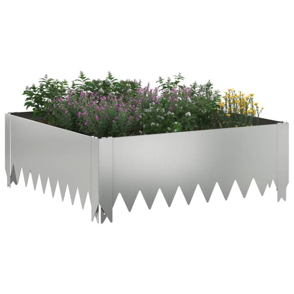 Kant för gräsmatta 4 pcs 60 x 60 x 20 cm Stål Silver