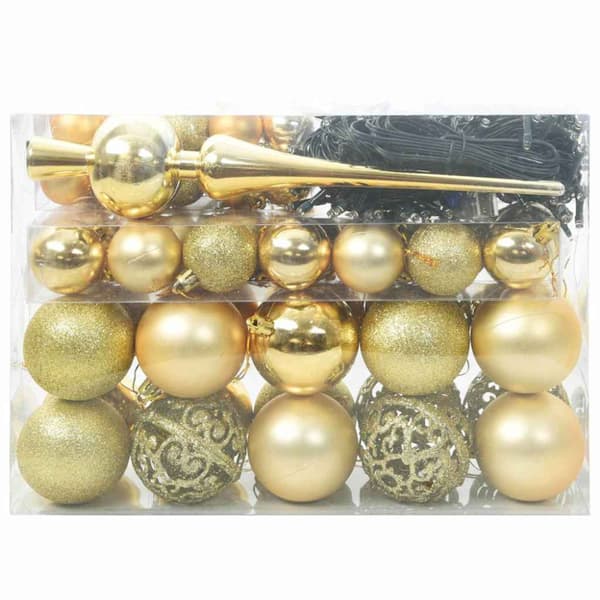 Julprydnad Set med 150 LED-lampor 61 pcs Guld Plast