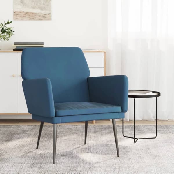 Fåtölj blå 62x79x79 cm sammet