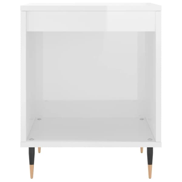 Sängbord vit högglans 40x35x50 cm konstruerat trä