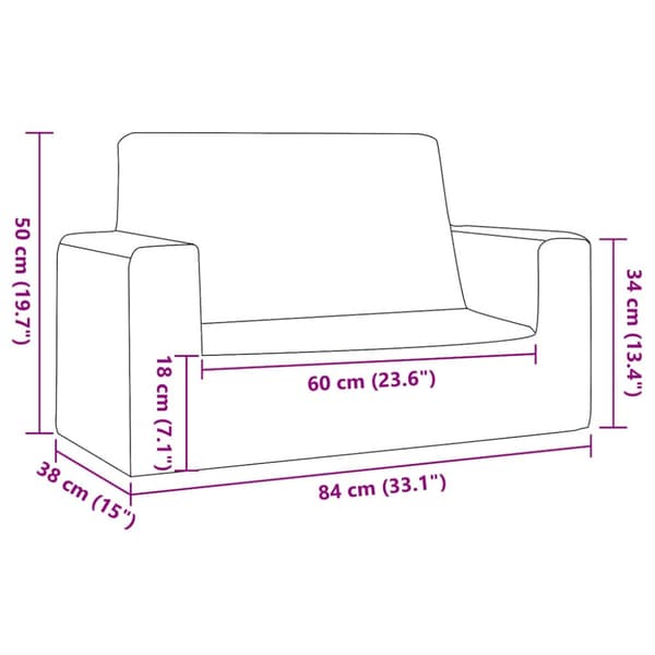 Barnsoffa 2-sits blå mjuk plysch