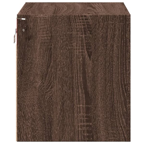 Väggmonterade sängbord med LED-lampor 2 st brun ek