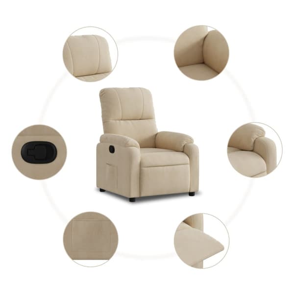 Reclinerfåtölj gräddvit mikrofibertyg