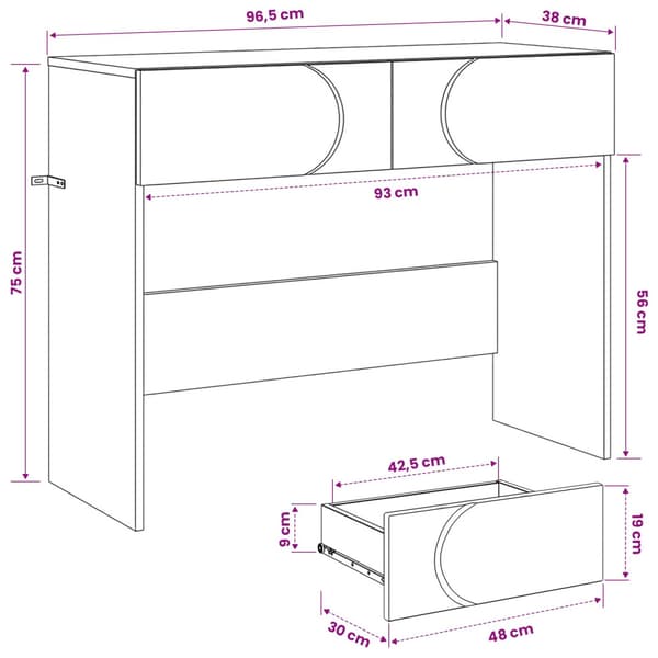 Konsolbord Vit högglans 96,5 x 38 x 75 cm Konstruerat trä