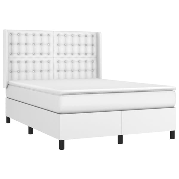 Ramsäng med madrass vit 140x200 cm konstläder