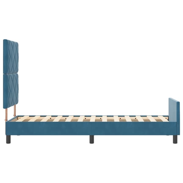 Bäddfjäder med huvudgavel Mörkblå 80 x 200 cm Sammet