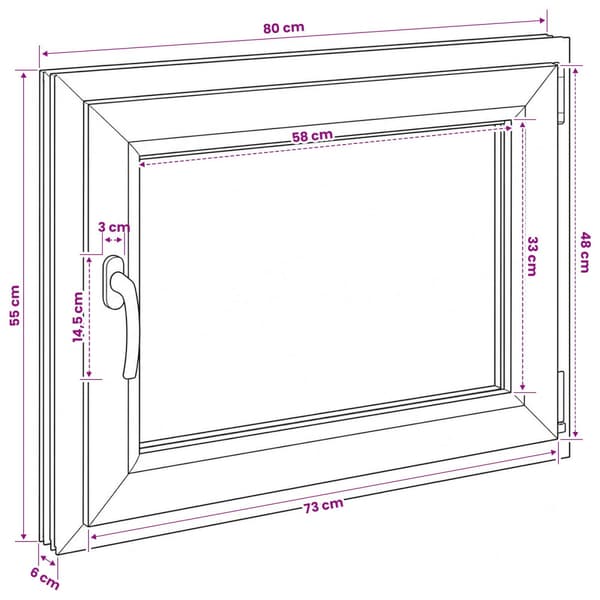 Källarfönster RISOR 80 x 55 cm PVC och glas