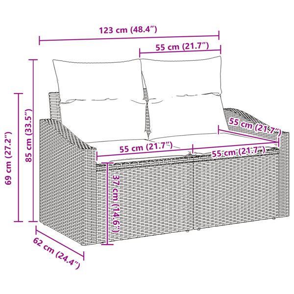 Trädgårdsoffset 8 st 7-Antal sittplatser Beige Poly rattan