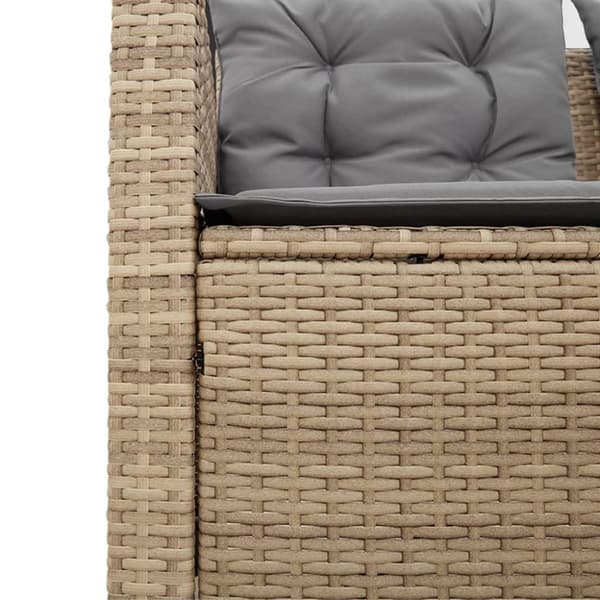 Trädgårdssoffa med bord och dynor L-formad beige konstrotting