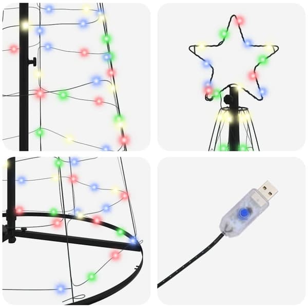 LED Julgran EKENAS 250 cm 390 LED-lampor Mångfärgad Stål