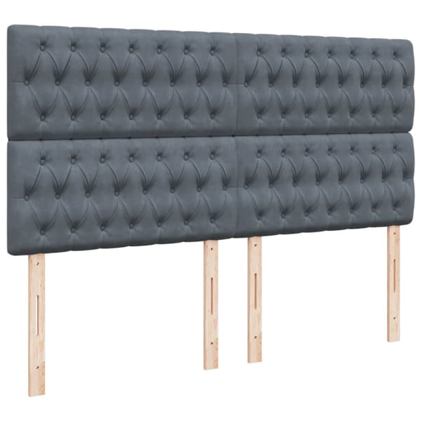 Ramsäng med madrass mörkgrå 180x200 cm sammet