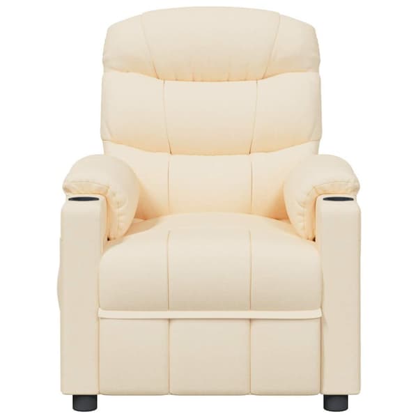 Massagefåtölj gräddvit tyg