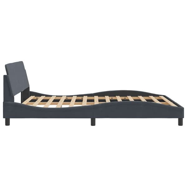 Bed Frame "Dover" Dark Grey 152x203 cm Velvet
