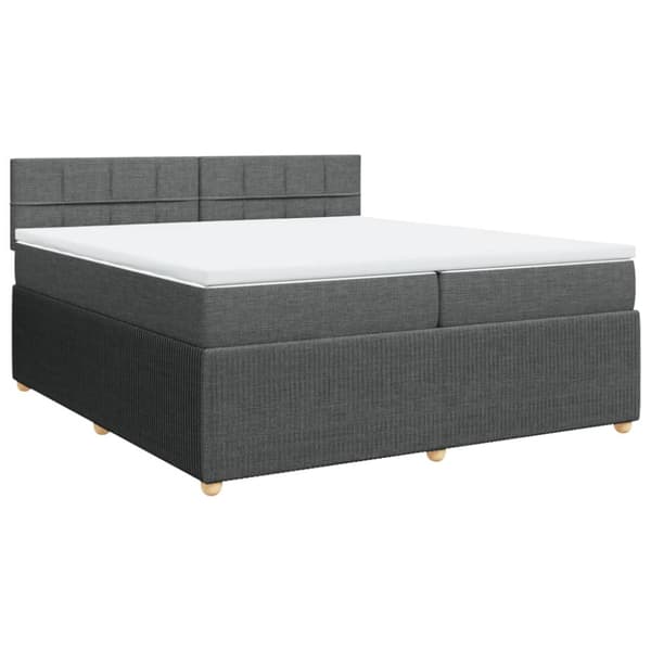 Ramsäng med madrass mörkgrå 200x200 cm tyg