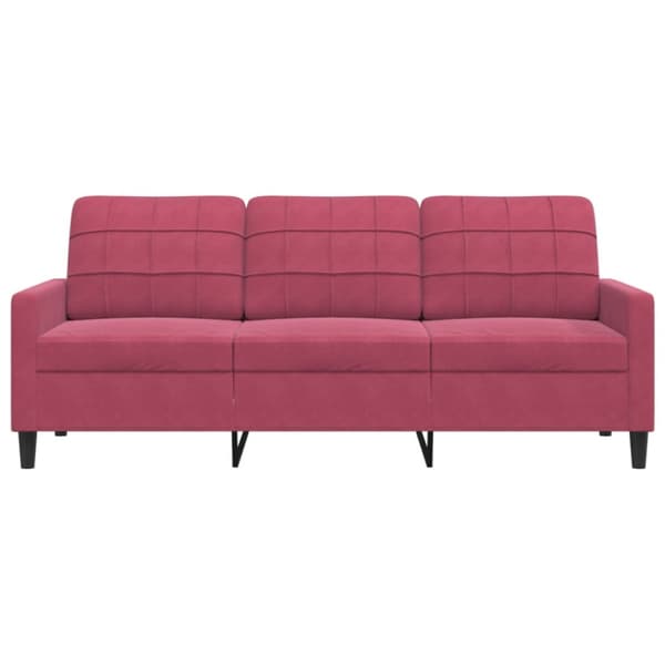 3-sitssoffa vinröd 180 cm sammet