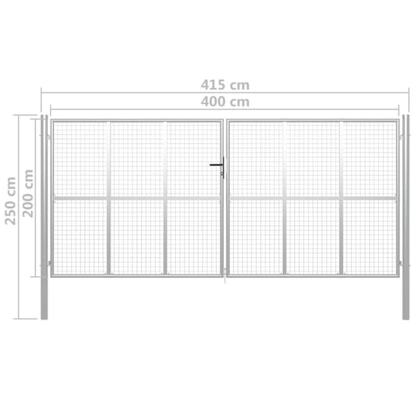 Trädgårdsgrind galvaniserat stål 400x200 cm silver